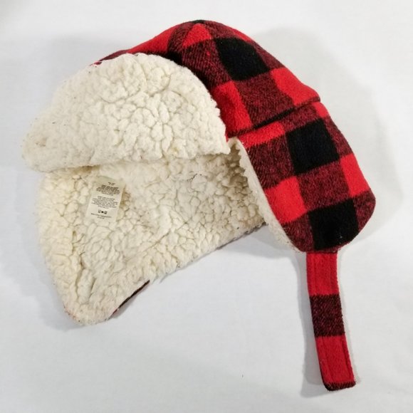 Buffalo Plaid Red & Black Ear-Muffed Winter Hat - Picture 7 of 8